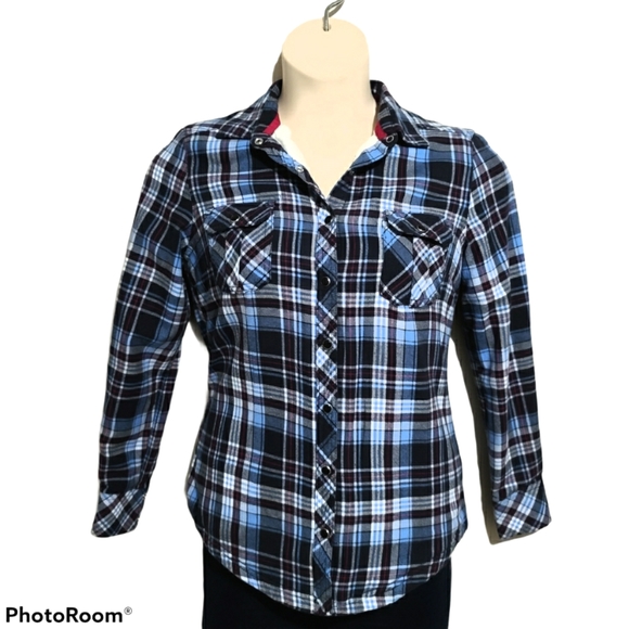 Lady Hathaway Plaid Button Down Flannel Sweater * - Picture 1 of 10